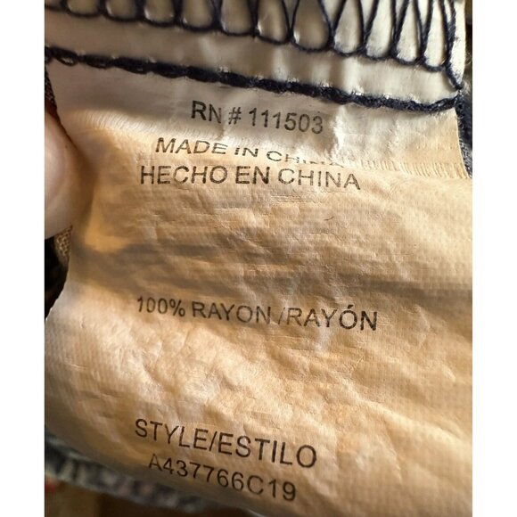 AUW Sundress Womens Medium Floral Navy Blue Floral Stretch Buttons Casual Flirty - Picture 7 of 7